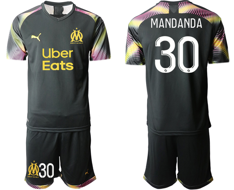 Men 2020-2021 club Marseille black goalkeeper #30 Soccer Jerseys